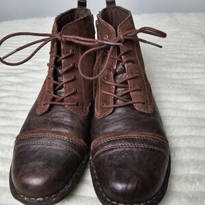 Clarks Women Brown Suede Leather Lace Up Ankle Boots Zip Side Oxford Style 8.5